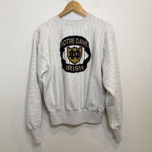 Vintage Notre Dame Irish Sweatshirt Size Medium Stripe USA Midwest Embroidery